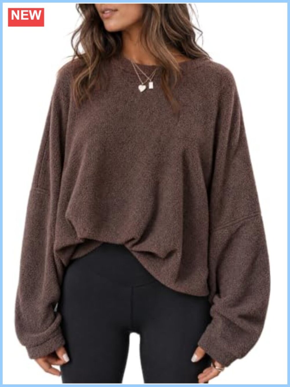 Womens Oversized Polar Fleece Sweatshirt Fuzzy Crewneck Pullover Fall Top